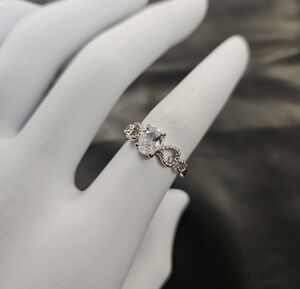 Delicate Silver-Tone Cubic Zirconia Ring - White Center Stone